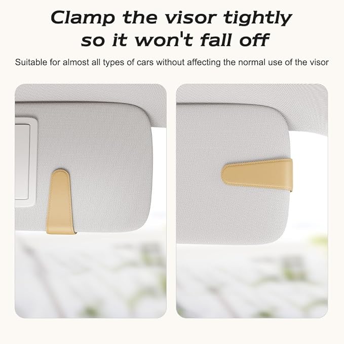 Sotfamily Sunglass Holder for Car Visor, Suede Cloth Magnetic Sunglass Organizer for Car Accessories, 2 Packs, Beige
