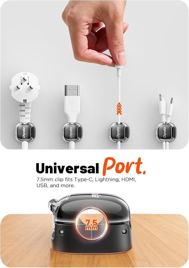 Cable Clips,12 Pack Cord Holder Cord Organizer [1s Lock & Strongest Adhesive] Spring Cord Clips Phone Charger Wire Desk Cable Management Nightstand Home Office School Decor Women Cute Desk Black