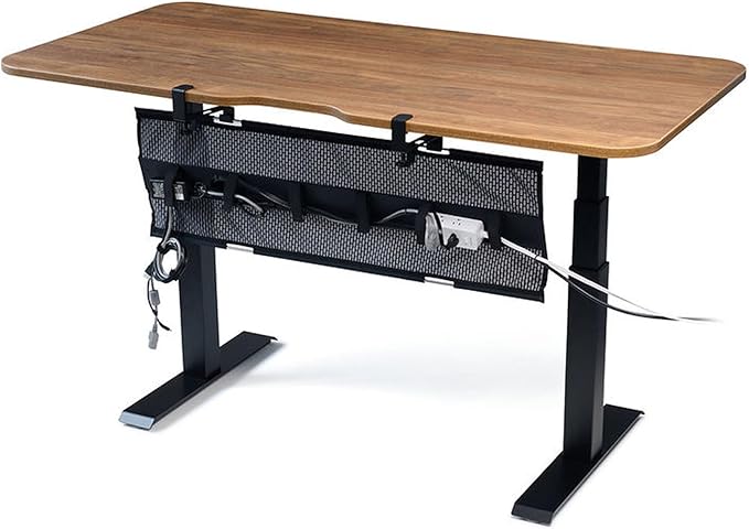 PERFECT POSTURE Mesh Cable Organizer – Clamp-Mounted Under Desk Cable Management, Flexible Mesh, Easy-Access Design, & Standing Desk Compatible – 38” (Gray)