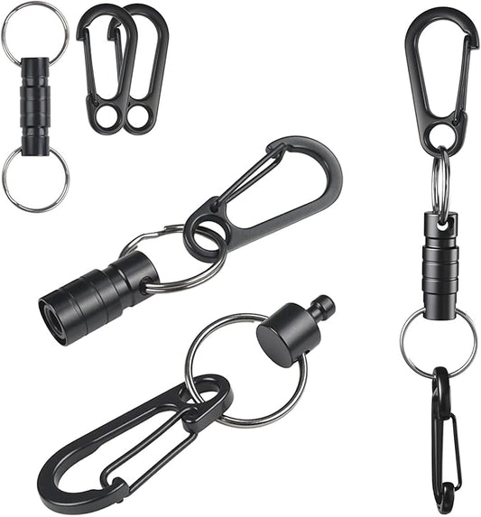 Quick Release Keychain Clip with Double Clips - Detachable Black Key Ring for Home, Car & Outdoor Use
