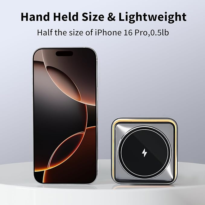 【2026 Upgraded】 Magnetic Wireless Charger 3 in 1, Foldable Charging Station with Night Light for Apple MagSafe Charger, Travel Charger Stand, Nightstand Fast 15W Charging Station (with Adapter)