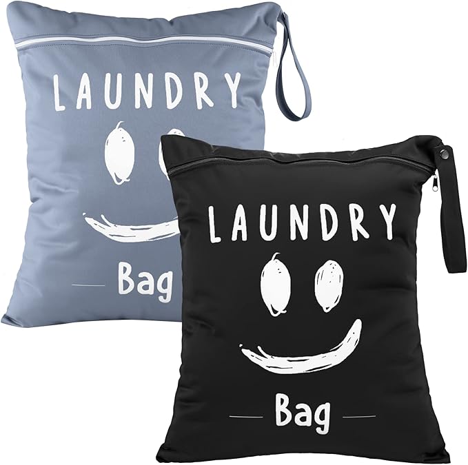 Shappy 2 Pack Large Travel Laundry Bags, Large Wet Dry Waterproof Dirty Clothes Bag for Suitcase, Swimsuit Beach Gym College Dorm Wet Bag(Cute Style)