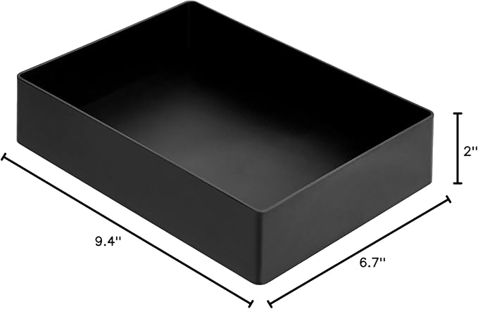 Amazon Basics Rectangular Plastic Desk Organizer with Storage Trays, Accessory Tray for Office Supplies and Pen Holder, 9.4 x 6.7 x 2 inch, Black