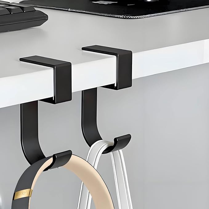 JAKO Headphone Stand, Headset Stand for Desk Aluminum Alloy Headphone Holder Hanger with Fit for Computer Accessories, Study Desk Hook for Xbox/PS4 Gaming Headset, Office, Computer Desk (2 Pcs Black)