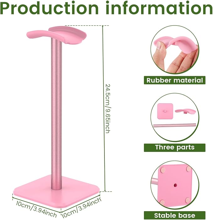 Headphone Stand Detachable Headset Stand Universal Headphone Holder Space Saving Earphone Stand for Desk for Most Wired and Wireless Headphones (Pink)