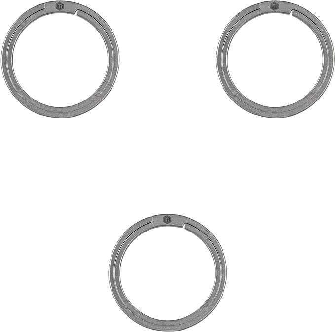 KeyUnity Titanium Flat Key Rings, 33/25/17.5mm Side Pushing Split Ring for Key Carabiner Flashlight Knife Dog ID Collar Tag