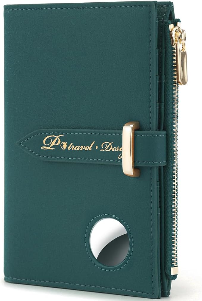 VanFn Airtag Passport Holder, RFID Travel Passport Wallet, Family Passport Holder, Ladies Bifold Air Tag Wallets, Slim Leather Credit Card Wallet For Women, Trip Document Organizer P.Travel Series