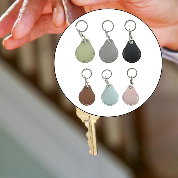 6 Pcs PU Leather Key Fob Holder - Keychain Case Protector for Office Keys, Access Control Cards