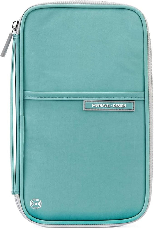 VanFn Passport Wallets, Travel Wallet, RFID Family Passport Holder, Trip Document Organizer (Green)