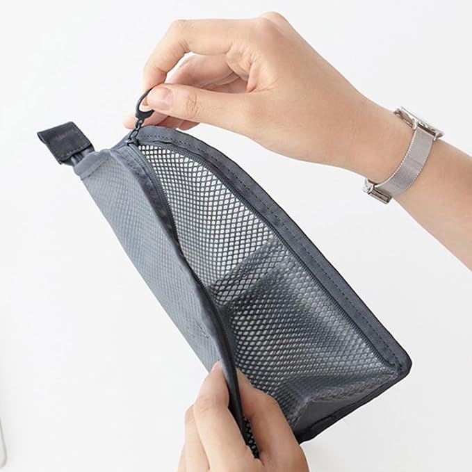 Standing Toiletry Bag, 2026 New Portable Lightweight Travel Toiletry Bag, Foldable EVA Mesh Large Capacity Toiletries Organizer, Hanging Clear Makeup Bag for Women (Grey 2pcs)