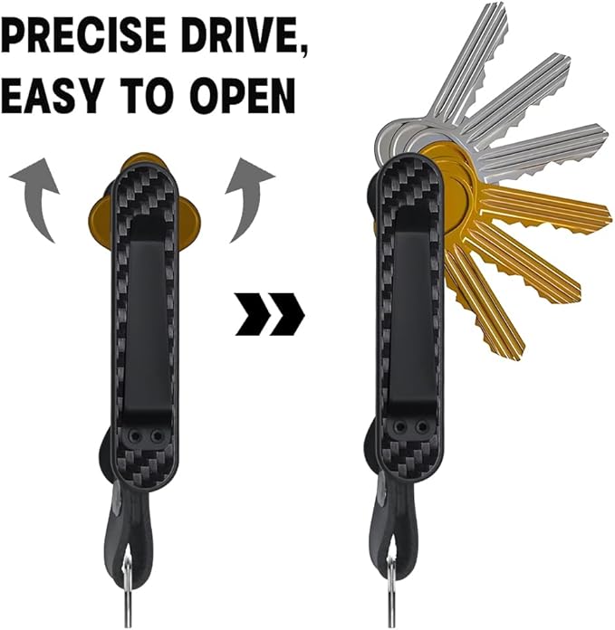 Key Organizer - Compact Real Carbon Fiber Key Holder | Minimalist| O ring included for car key fob