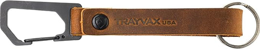Trayvax Keyton Leather Keychain, Quick Release Carabiner Clip Key Chain for Men and Women, Stainless Steel