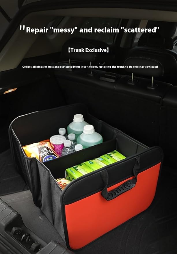 Car Trunk Organizer with, Collapsible Car Trunk Storage Organizer, Car Organizer and Storage for SUV, Truck, Sedan 21.7x17.7x13.4 Inches (Orange)