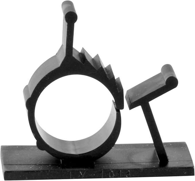 JacobsParts V1 Adhesive Cable Management Clips, 0.6 Inch Adjustable Clamp, Black (25 Pack)
