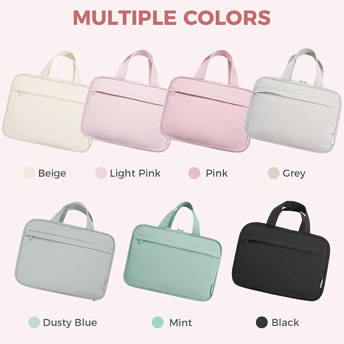 Toiletry Bag for Women, Portable Hanging Organizer, 4 Leakproof Compartments for Full-Sized Conditioners, Brush Sets, Makeup Accessories, Visible and Easy to Access, M, pink
