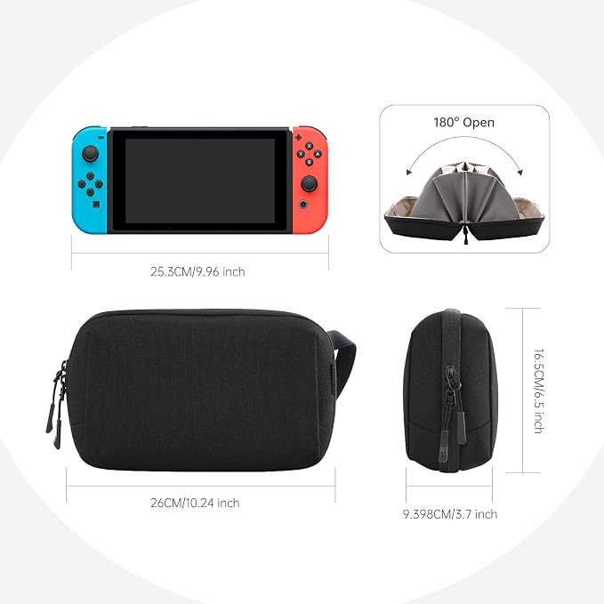 simtoper Electronic Organizer Travel Case Bag for Cables, Switch, SD card, Passport and More – Ultimate Protection & Portability Waterproof (Black)
