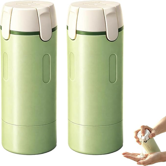 4 in 1 Travel Dispenser Bottle, 30ML Leak Proof Travel Size Toiletries Containers with Labels & Scale, Portable Refillable Travel Bottles for Shampoo Lotion Conditioner Cream, Carry Friendly(2 Green)