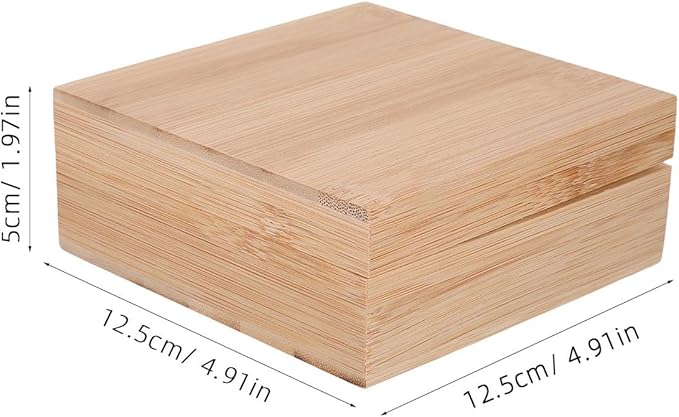 Wooden Desktop Organizer Storage Box with Lid Small Square Storage Bin for Sundries for Office and Home Desk Organization