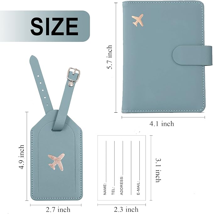 Melsbrinna Rfid Passport Holder for Travel women/Men Set Travel Suitcase Tag, Cute Passport Wallet Rfid Blocking Card Slots, Rfid Passport Cover/CaseTravel Wallet (Green1)