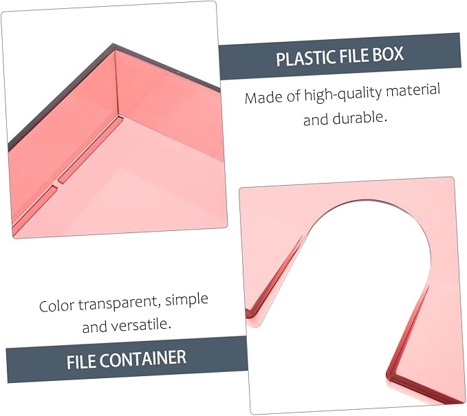 OSALADI Stackable Transparent Document Case File Storage Box Office Organizer Wine Red Eco-friendly Desktop File Holder for Home and Study
