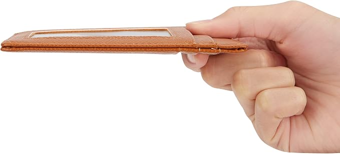 Women's Slim Minimalist Card Holder Coin Changes Purse Keychain Front Pocket Wallet With ID Window