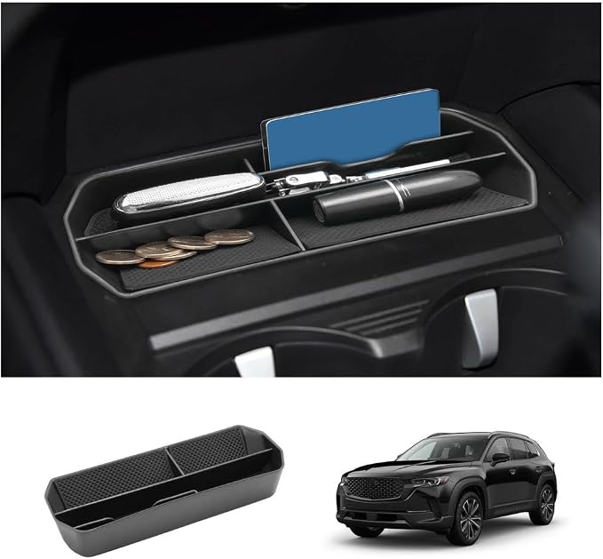 LUWU Center Console Organizer Compatible with Mazda CX50 CX-50 Accessories 2023 2024 2025 2026 Armrest Storage Box Organizer Tray Insert Tray Phone Holder Coins Box ABS Material, Black