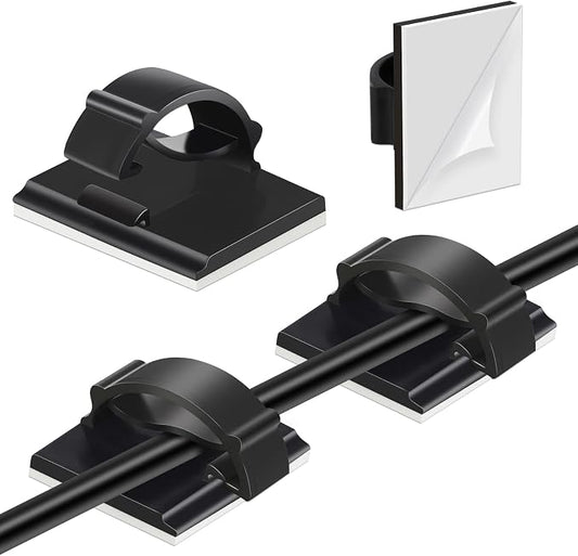 Segarty Cable Clip, 100 PCS Small Black Ideal Cords Organizer Clamps Self Adhesive Wire Holder Cord Management for Hanging Tidying Wires for PC Desk Car Wall Office Home Outdoors