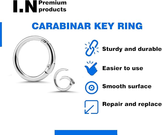 Key Organizer 2pcs Black & Brown Mini Keychain Compact Slim Key Holder with 1 Inch Metal Round Carabiner Clips Keyrings Snap Hook Buckle