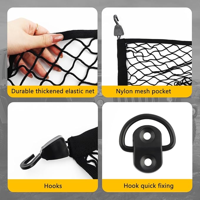 Universal Cargo Net for SUV,High Elastic 31"x22" to 63"x47" Trunk Net for SUV with Fastening Kits,Multi-Purpose Automotive Cargo Nets and Trunk Organizer for Car