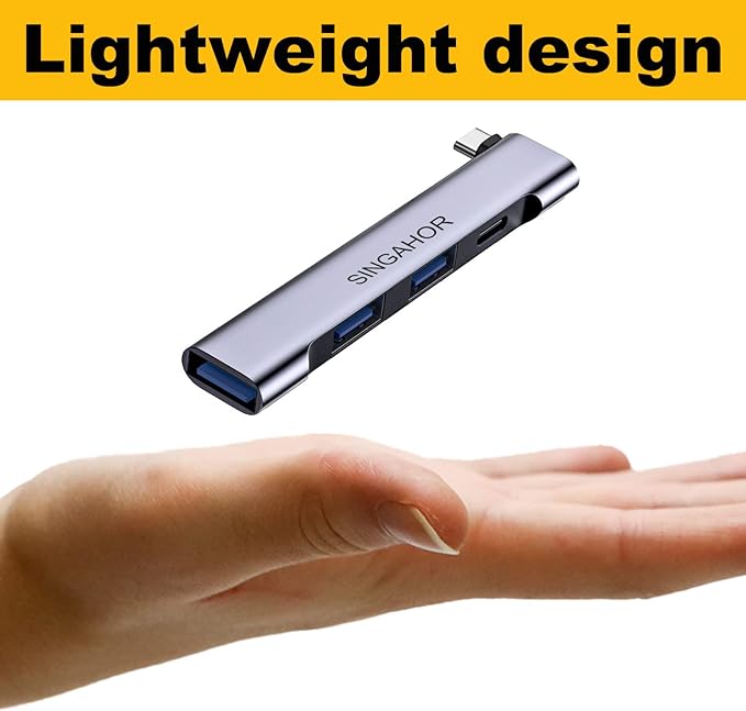 USB C Hub, 4-Port USB Splitter, USB Multiport Adapter for PC with 60W Fast Charge, 1 USB 3.0 Port and 2 USB 2.0 Ports for MacBook Air/Pro, iPad Pro, Laptops and More Type C Device