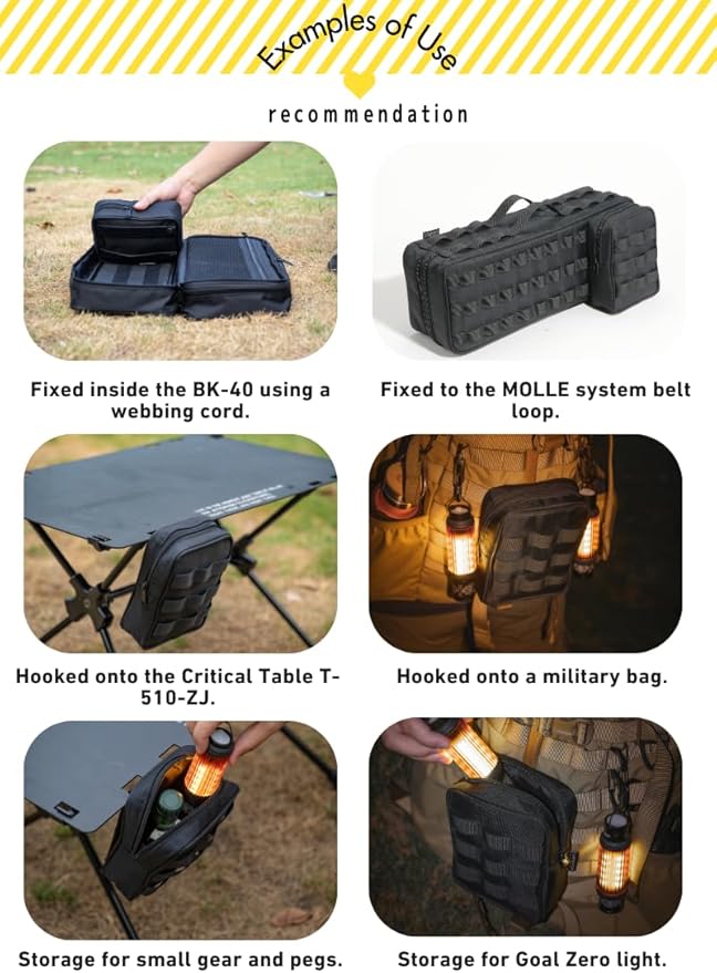 CAMPINGMOON Tactical MOLLE Pouch Compact EDC Organizer Bag Webbing Structured Utility Gear Pouch Belt Camping Hiking Outdoor