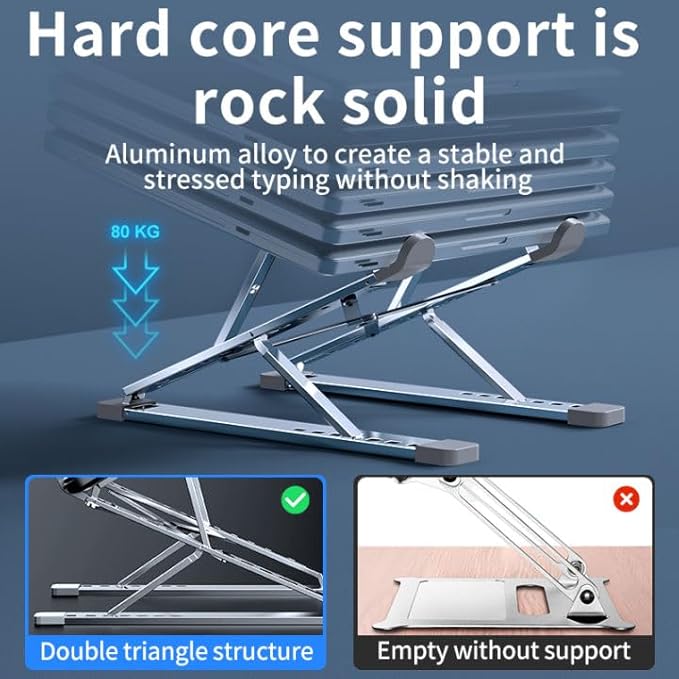 Adjustable Laptop Stand for Desk Portable Notebook Stand Aluminum Computer Holder for Desk Compatible with Lenovo，MacBook Air Pro, Dell XPS, HP，All 10-17.3?˜â€?Laptops-Silver
