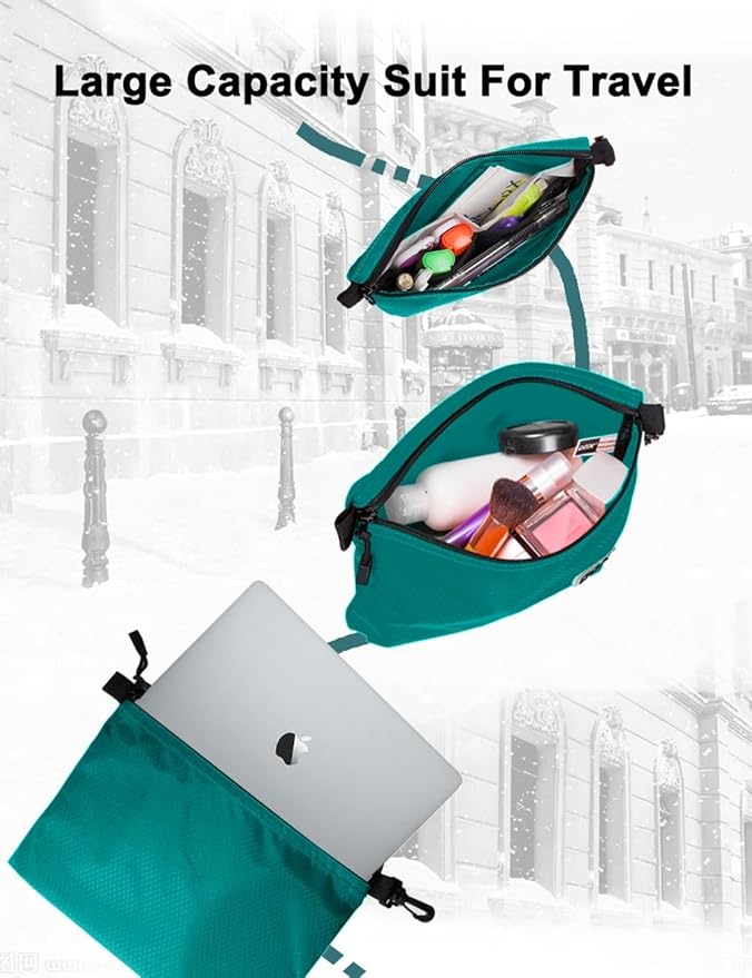 GOX 3 Pack Travel Toiletry Bag for Men Carry On Packing Organizer Zipper Pouch Portable Cosmetic Pouch Accessory Document Electronics (Turquoise)