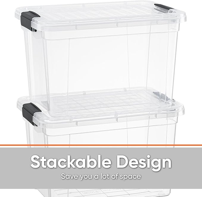Superio Clear Storage Boxes with Lids, 8.75 Quart Plastic Container Bins for Organizing, Stackable Crates, BPA Free, Non Toxic, Odor Free, Organizers for Home, Office and Dorm, 5 Pack