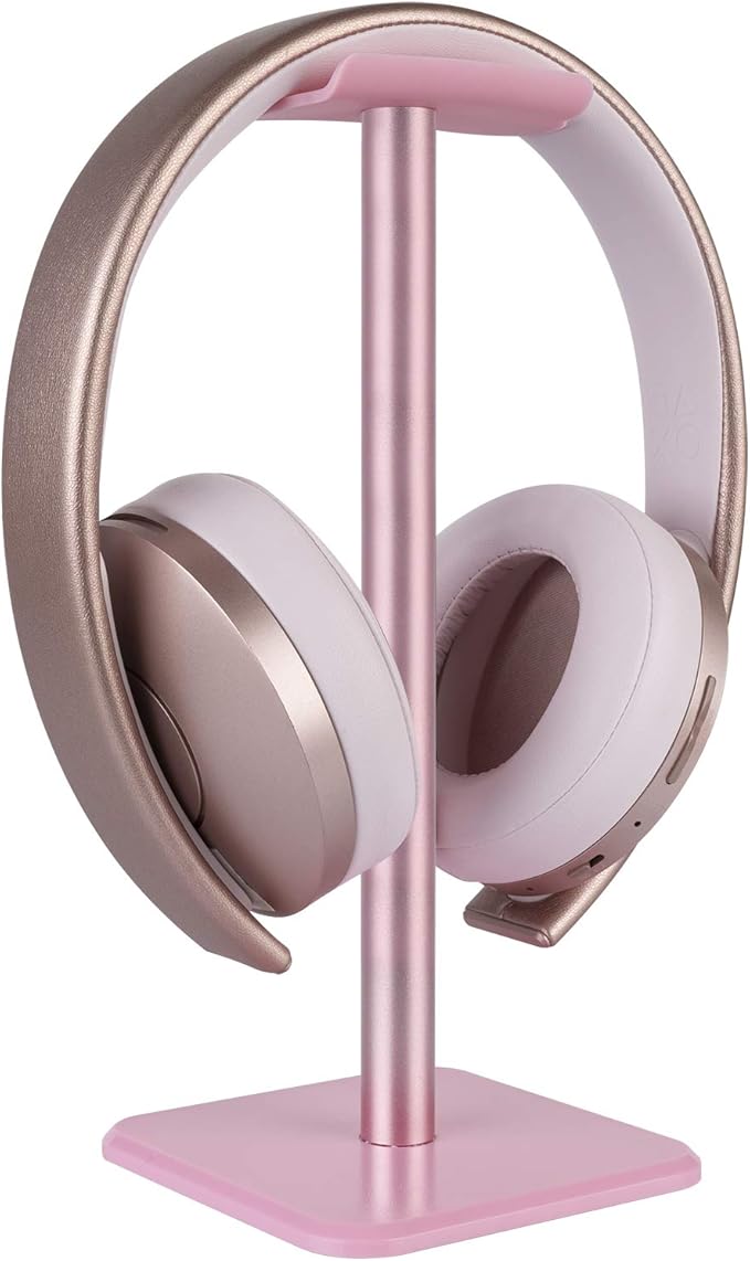 Geekria Aluminum Alloy Headphone Stand for Over-Ear Headphones, Gaming Headset Holder, Desk Display Hanger with Solid Heavy Base Compatible with Beats SoloPro, Bose QC35 (Pink)