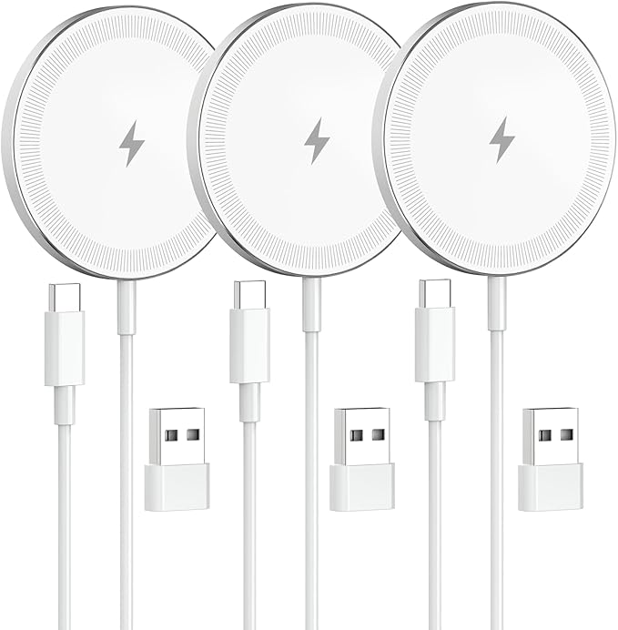 3-Pack 15W Magnetic Wireless Charger: Qi2 Fast Charging Pad for iPhone Air 17 16 15 14 13 12 Pro Max, Samsung Galaxy S26 S25, Google Pixel 10, AirPods-Slim Portable for Desk Bedside Travel-White
