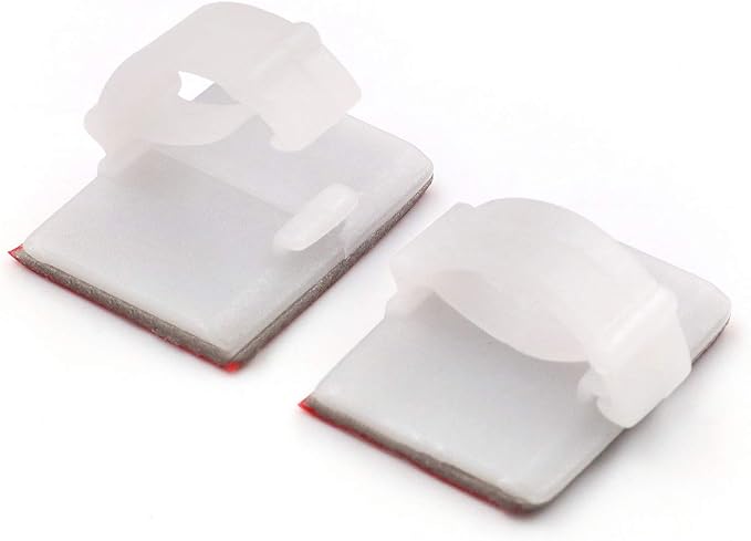 Mini Cable Clips 3M Adhesive, Multipurpose Cord and Wire Organizer for Cable Management 3/4" x 1/2" - 100 Pack Bundled with 10 Bonus Reusable Cable Ties (White)