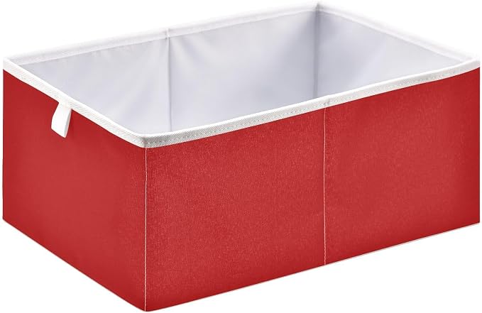 Crimson Red Solid Color Storage Baskets, 15.75x10.63x6.96 inch Foldable Decorative Fabric Storage Bins, Closet Organizer for Shelves, Clothes, Books & Bedroom Organization