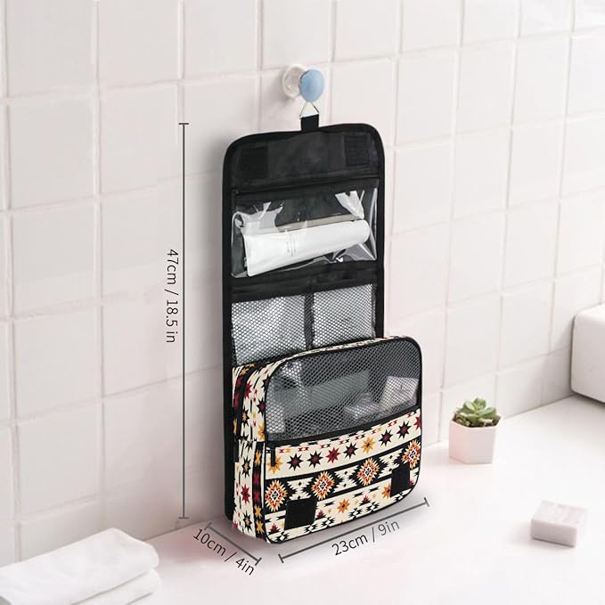 Hanging Travel Toiletry Bag Aztc Western Indian Kit Makeup Case Cosmetics Organizer for Men Women