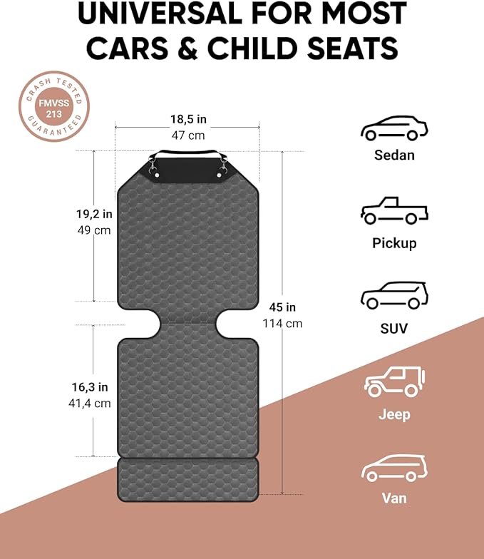 Owleys Premium Leather Car Seat Protector for Child 2 pcs Gray