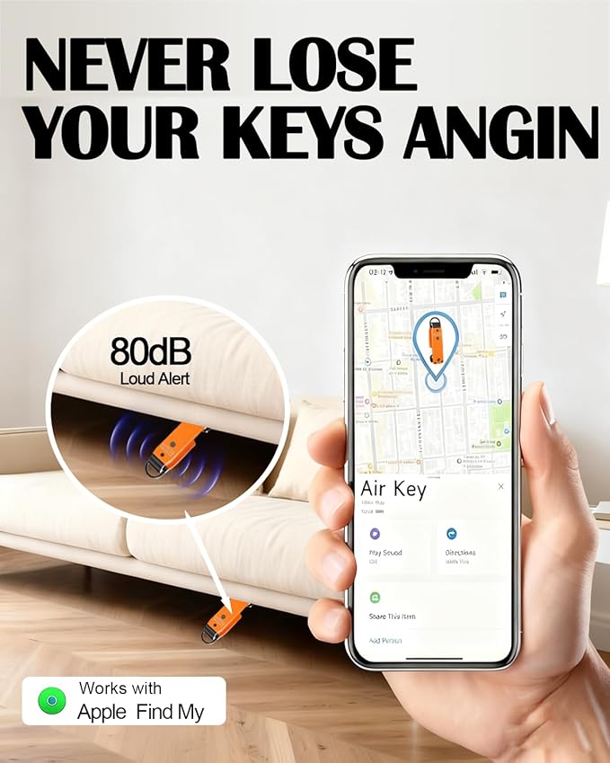 Air Keychain with GPS Tracker : Lightweight Compact Key Holder for Outdoor Use - Minimalist Metal Key Organizer