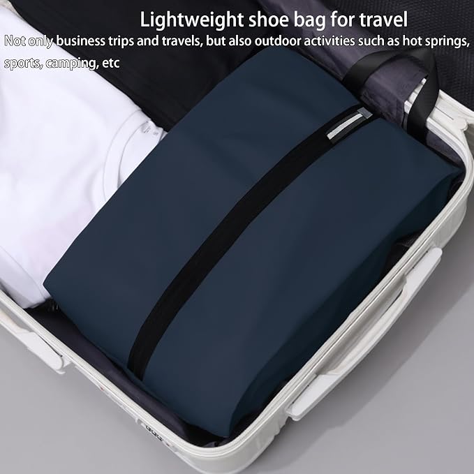 Shoe Bag for Travel, Waterproof Extra Large Shoe Storage Organizer with Handle, Multi-Functional Odor-Resistant Shoe Pouch for Gym, Soccer, Golf, Tennis Soccer Cleats Bag 16.5 x 9.8 Inches (Dark Blue)