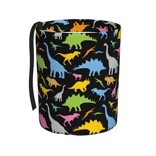 Car Garbage Bag Colorful Dinosaurs Mini Car Trash Bin Portable Collapsible Waterproof Rubbish Bag for Car Accessories Back Front Seat Cup Holder