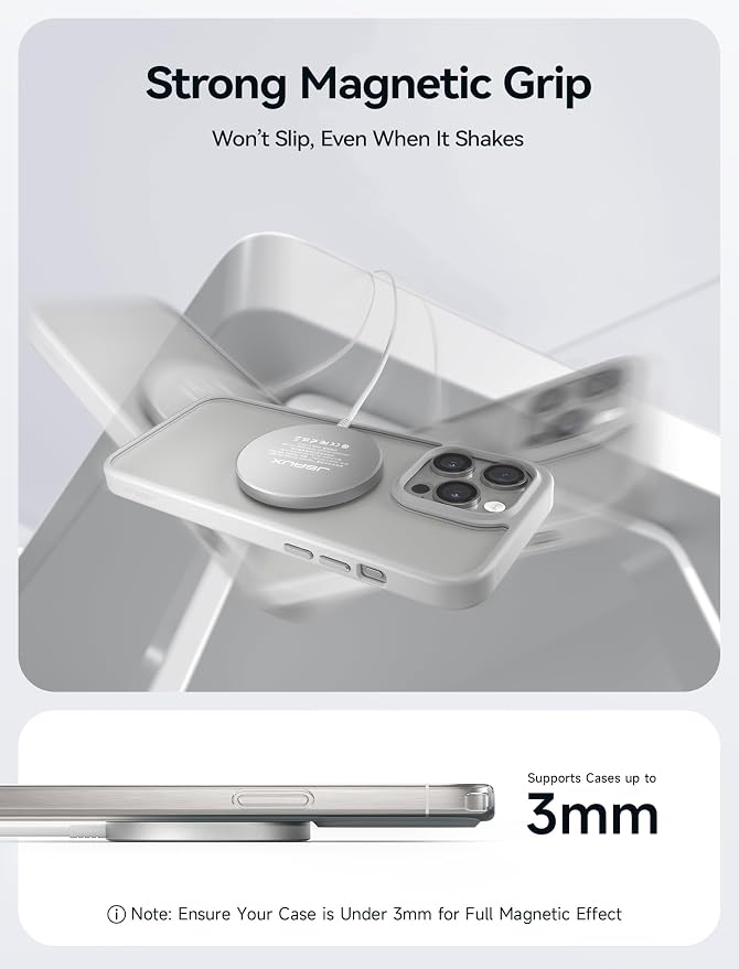 JSAUX Charger for iPhone 17 Magsafe Wireless Charging, Compatible with iPhone 17 Air Pro Max/16/15/14/13/12 Series, Magnetic Mag Safe Charging Pad, Aluminum Alloy, USB & USB C Dual Ports - Silver