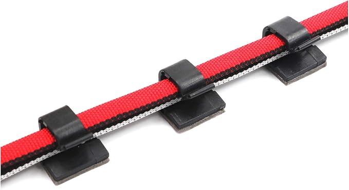 Mini Cable Clips 3M Adhesive, Multipurpose Cord and Wire Organizer for Cable Management 1/2" x 1/2" - 100 Pack Bundled with 10 Bonus Reusable Cable Ties (Black)
