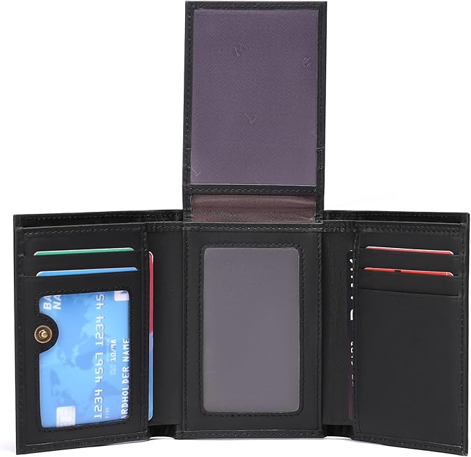 FALAN MULE Men's Wallet Genuine Leather Trifold Wallet With ID Window