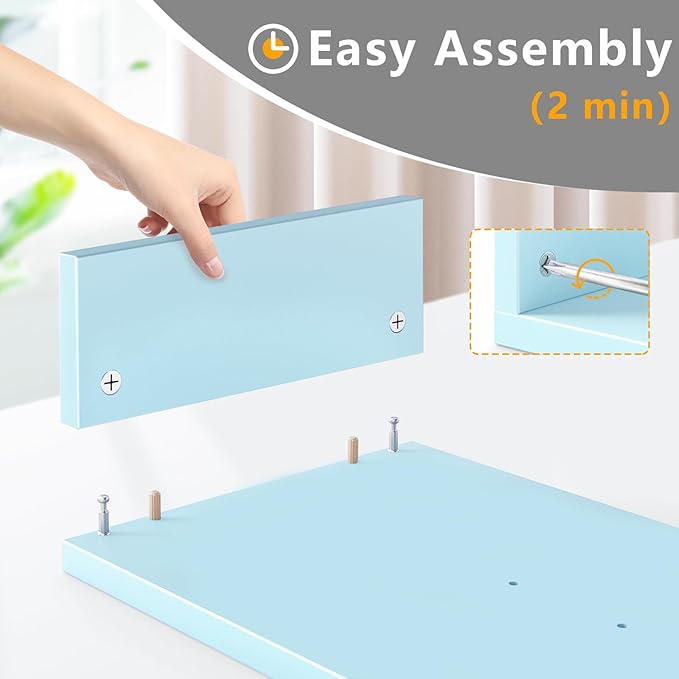 TAVR Dual Monitor Stand Riser Office Desktop Organizer Stand for 2 Monitors, Adjustable Length and Angle 3 Shelf, Extra Long Multifunctional Stand up to 43.3" fit Computer, Laptop, TV, Blue