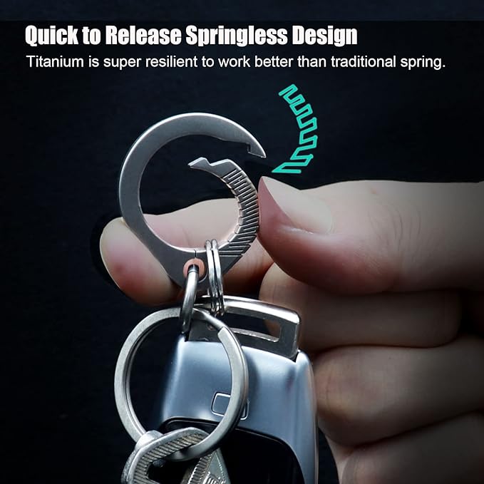 Titanium Key Holder Heavy Duty Quick Release Keychain Clip with Key Ring for Men and Women