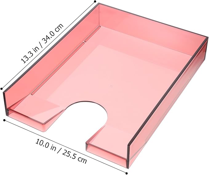 OSALADI Stackable Transparent Document Case File Storage Box Office Organizer Wine Red Eco-friendly Desktop File Holder for Home and Study