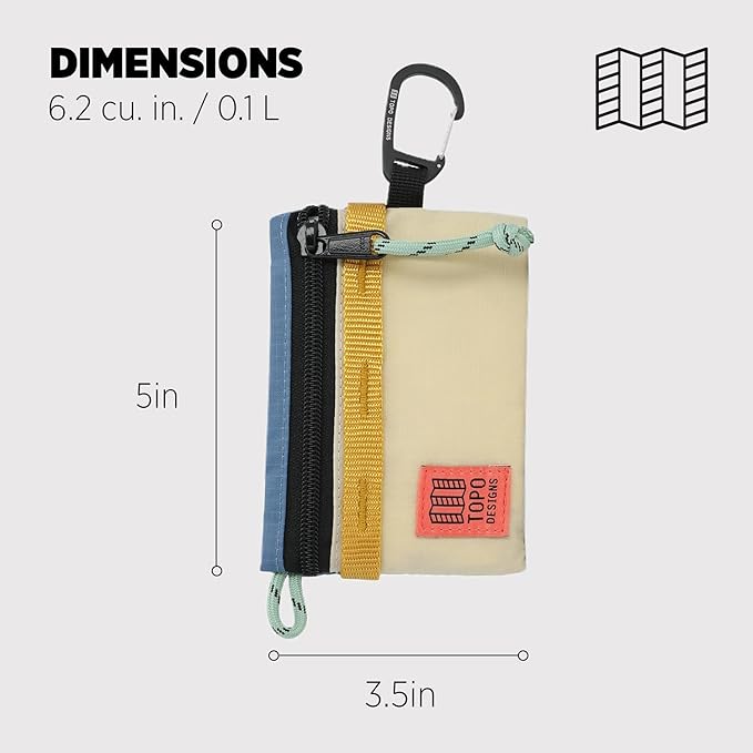Topo Designs Accessory Bags, Travel Organizer Accessories for Smaller Items, Durable Storage Pouch, 3 Sizes, Fully Lined Pack Cloth (Mountain, Stone Blue/Bone White)